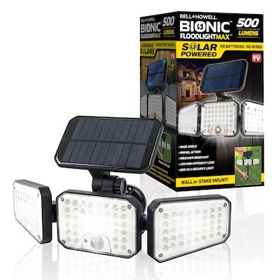 BELL + HOWELL 110-Degree 6-Watt EQ Solar LED Black 3-Head Motion-Activated Flood Light
