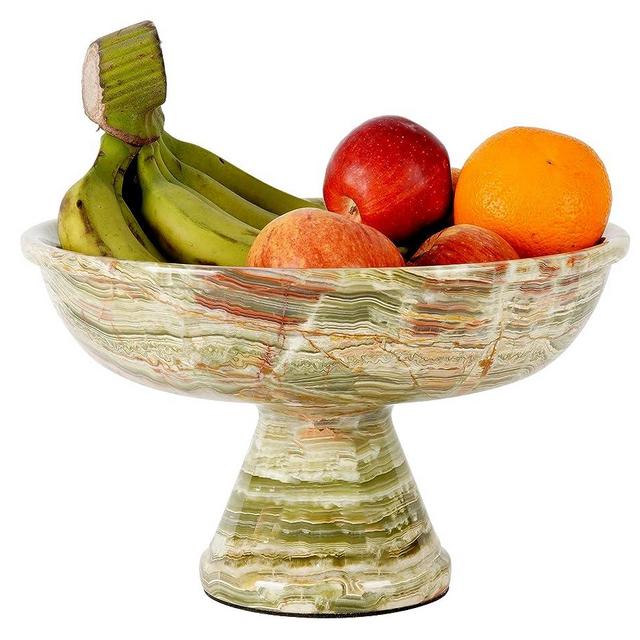 Radicaln Fruit Bowl Green Handmade Marble 12"x8" inch kitchen table Bowl - Dining Fruit Holder Decorative Bowls - Salad & Vegetable Storage For Kitchen Counter