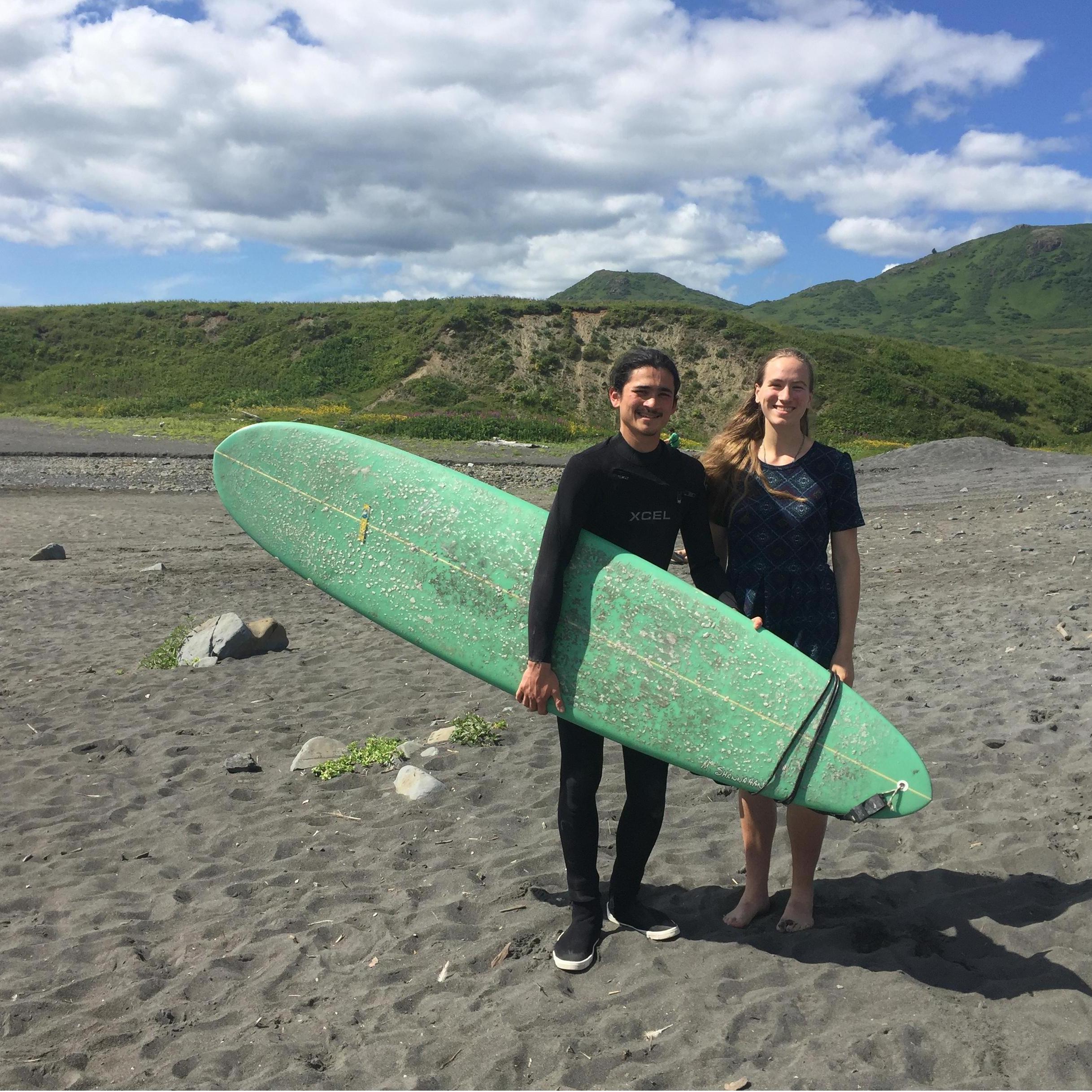 Nicholas surfing in FREEZING Alaska water!!
