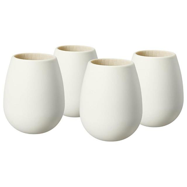 Unbreakable Silicone Stemless Wine Glassware | Set of 4 | Reusable & Shatterproof Tumbler Drinkware for Wine, Water, Cocktails, Champagne Glass for Parties, Camping, Beaches, Boats - (White)