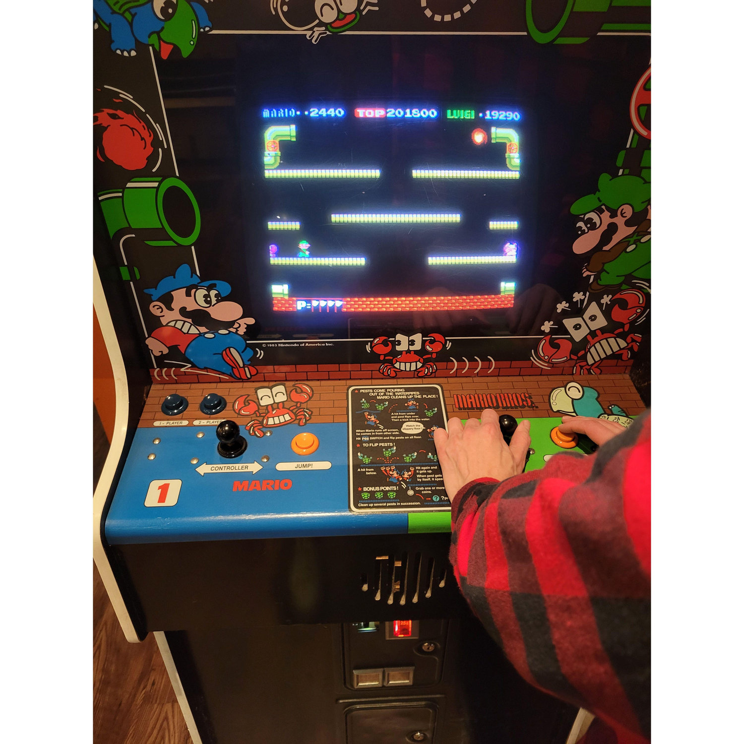 Ryan crushing Bre at Super Mario Bros