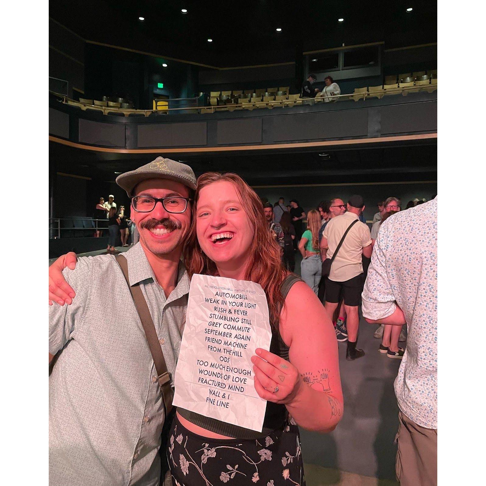 We did not get the set list for Nation of Language, but the kind soul that did let us take a picture.