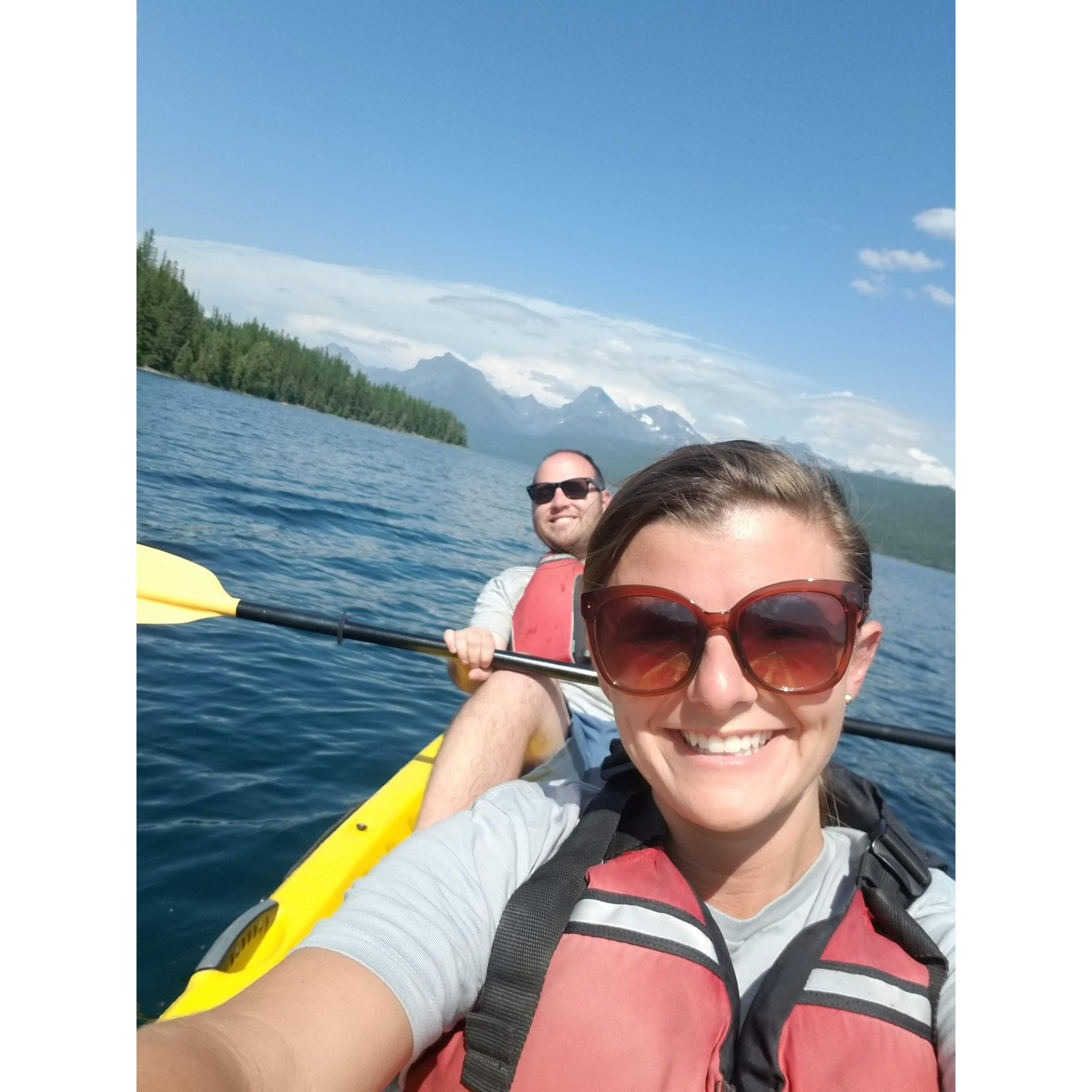 2019-Krempasky family trip out west; kayaking in Glacier National Park.