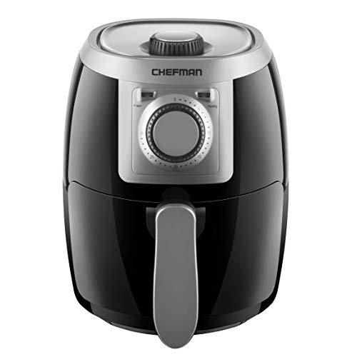 Chefman TurboFry 2 Quart Air Fryer, Personal Compact Healthy Fryer w/ Adjustable Temperature Control, 30 Minute Timer and Dishwasher Safe Basket, Black