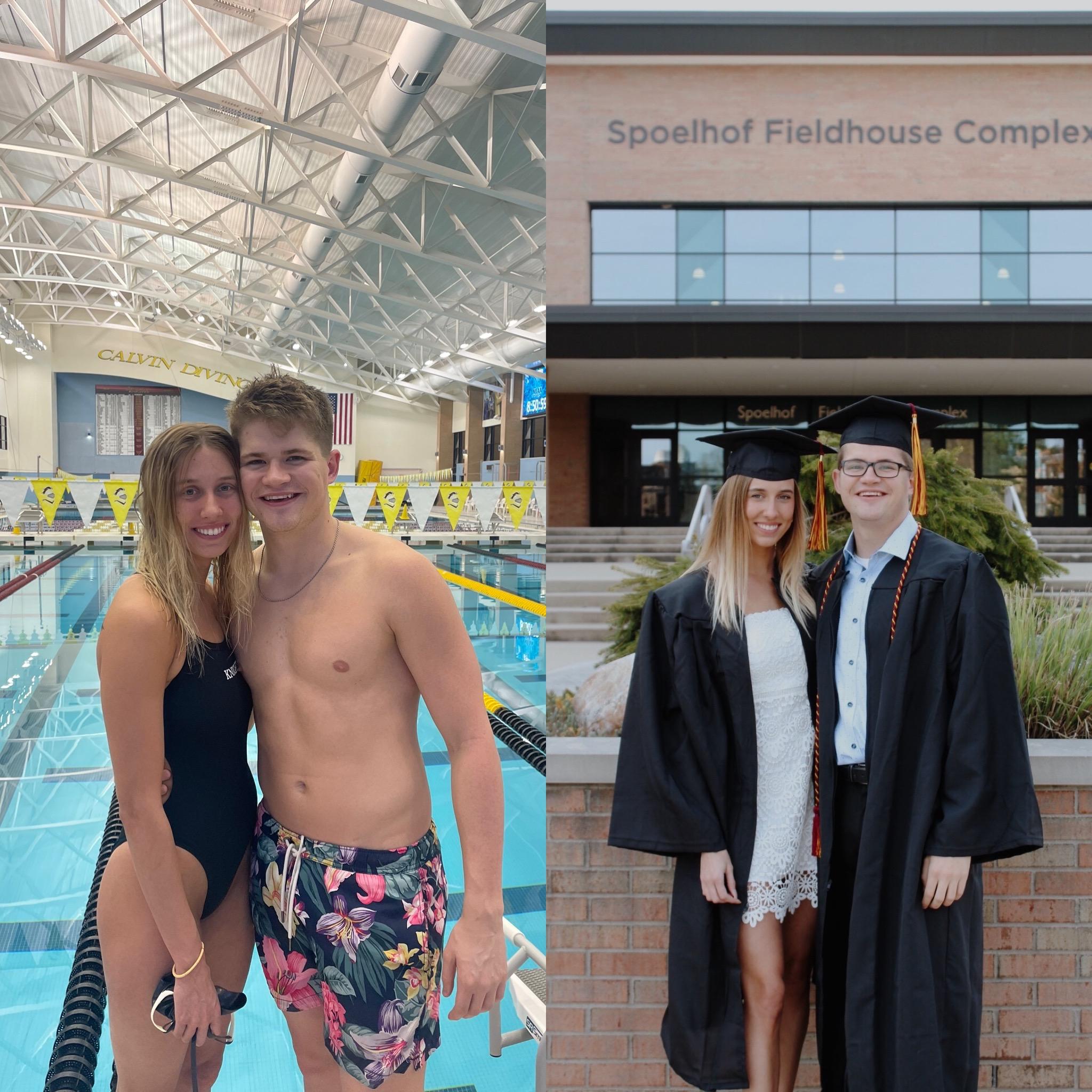 Claire and Dane finished up 4 years of swim team together and graduated from Calvin on April 29, 2023.  They had been each other's biggest support through the last 2.5 years.