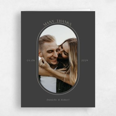Dark Charcoal, Grey Wedding Thank You - Falcon Photo