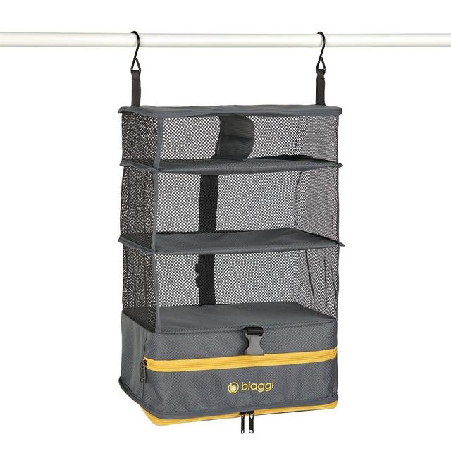 Biaggi Hangmates 3-Tiered ZipCube - Hanging Shelf Cube with Packing Compartments for Travel Organization - Lightweight and Durable - Dimensions 19” x 12” x 9” Opened - MEDIUM