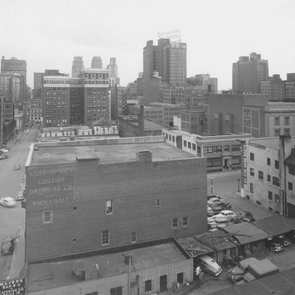 The KC Skyline in the early 1900s. notice The Continental Hotel, which is now The Mark building that is home to The Century Club.