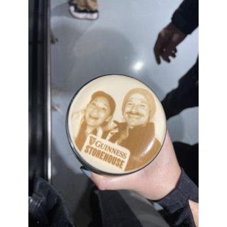 Our faces on a pint of Guinness!