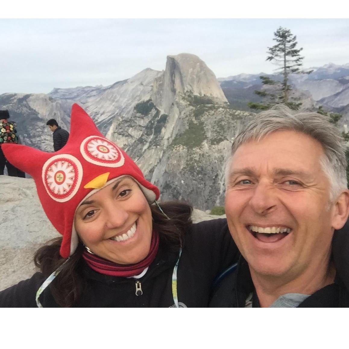 Hiking in Yosemite for Lisa's birthday (2016). Cool hat!