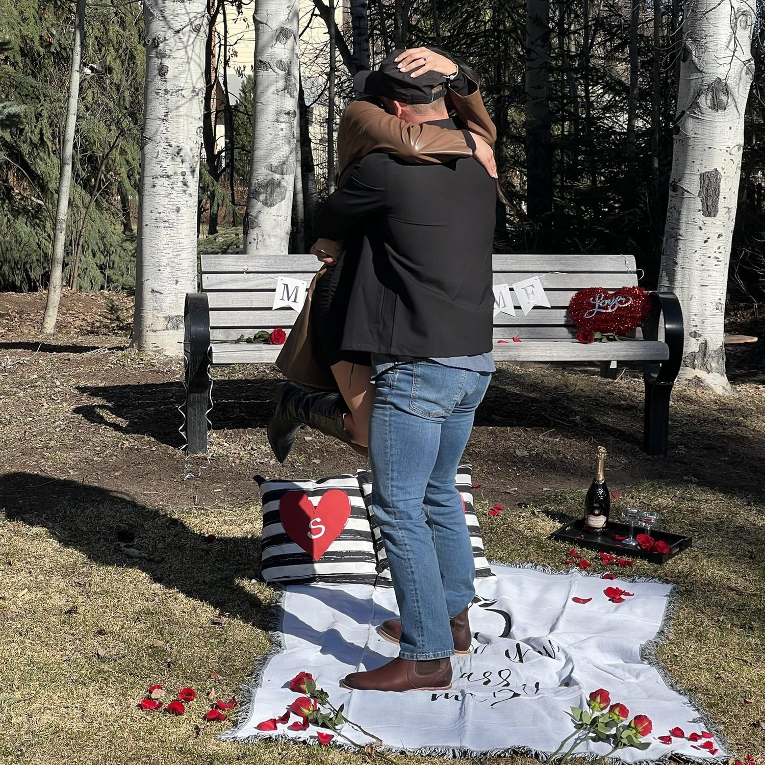 Little did I know he had an even bigger surprise when our families were all waiting downtown at dinner to spend the weekend celebrating with us!
