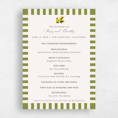 Green Standard Wedding Program - Limone