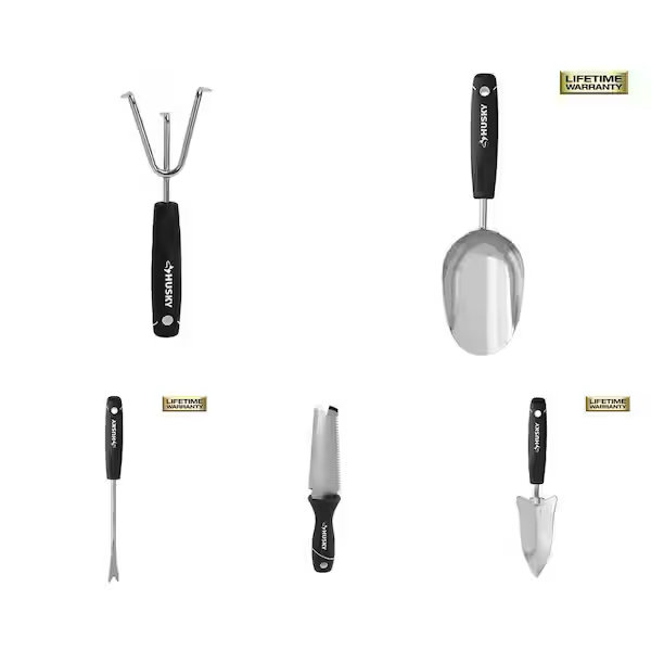 Husky 6.2 in. Cultivator, Weeder, Transplanter, Soil Scoop and 11.25 in. Garden Knife Set