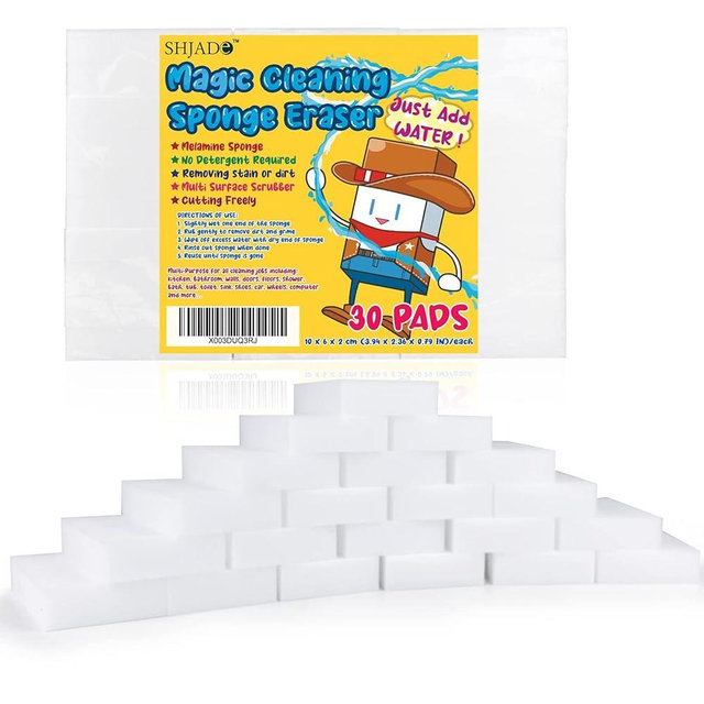 SHJADE Magic Sponges Cleaning Eraser, 30 Pack Melamine Foam Cleaning Pads, Multi-Functional Household Cleaning Sponges for Kitchen, Bathroom, Bathtub, Sink, Furniture, Wall Cleaner