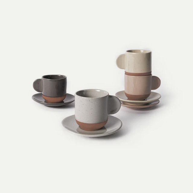 Espresso Cups & Saucers - Mixed Neutrals