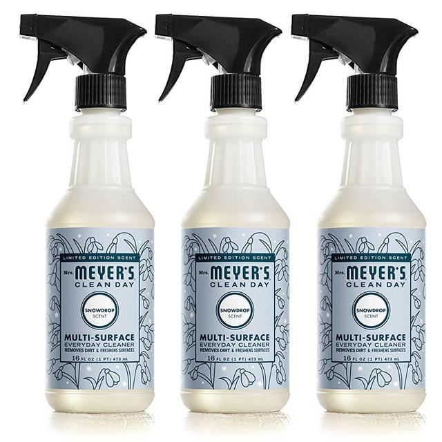 Mrs. Meyer's Clean Day Multi-Surface Cleaner Spray, Everyday Cleaning Solution for Countertops, Floors, Walls and More, Limited Edition Snowdrop Scent, 16 fl oz - Pack of 3 Spray Bottles