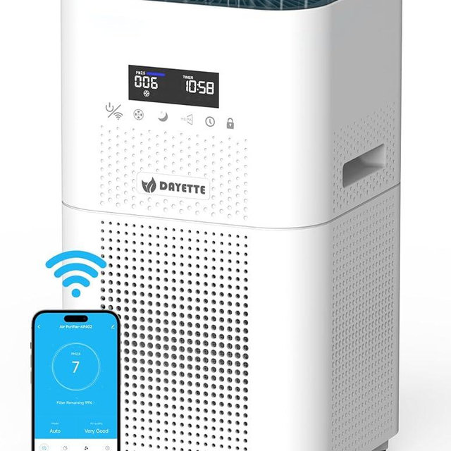 Dayette Smart WIFI Air Purifiers for Home Large Room Up to 3000 Sq Ft, APP & Alexa Control Air Cleaner, H14 Ture HEPA Filter for Allergies Pet Dander Smoke Dust, 22dB Sleep Mode for Bedroom