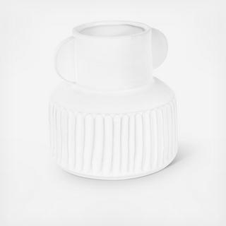 Round Stoneware Pleated Vase