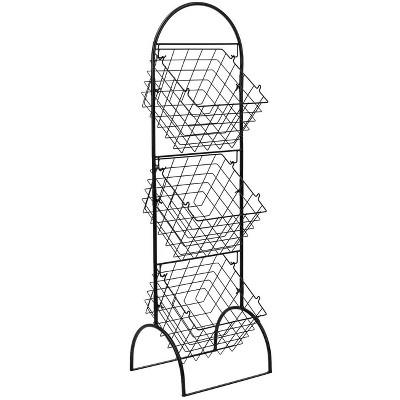 Sorbus 3 Tier Wire Market Basket Storage Stand Black
