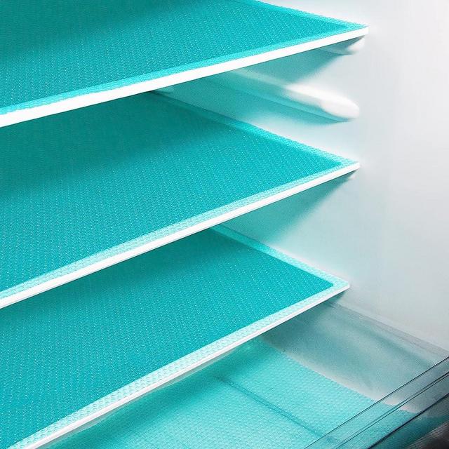 Rwotlls 10Pcs Refrigerator Liners, Washable Fridge Liner Mats Covers Pads for Glass Shelf Cupboard Cabinet Drawer Home Kitchen Accessories Organization (Blue)