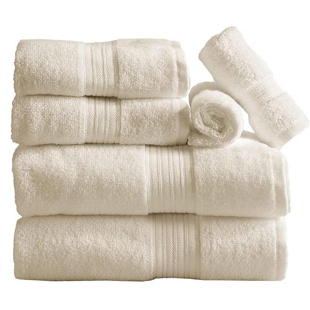 6-Piece Towel Set. 100% Cotton Bathroom Towels. Absorbent Quick-Dry Plush Towels. Set Includes 2 Bath, 2 Hand, and 2 Wash. (6 Piece Set, Ivory)