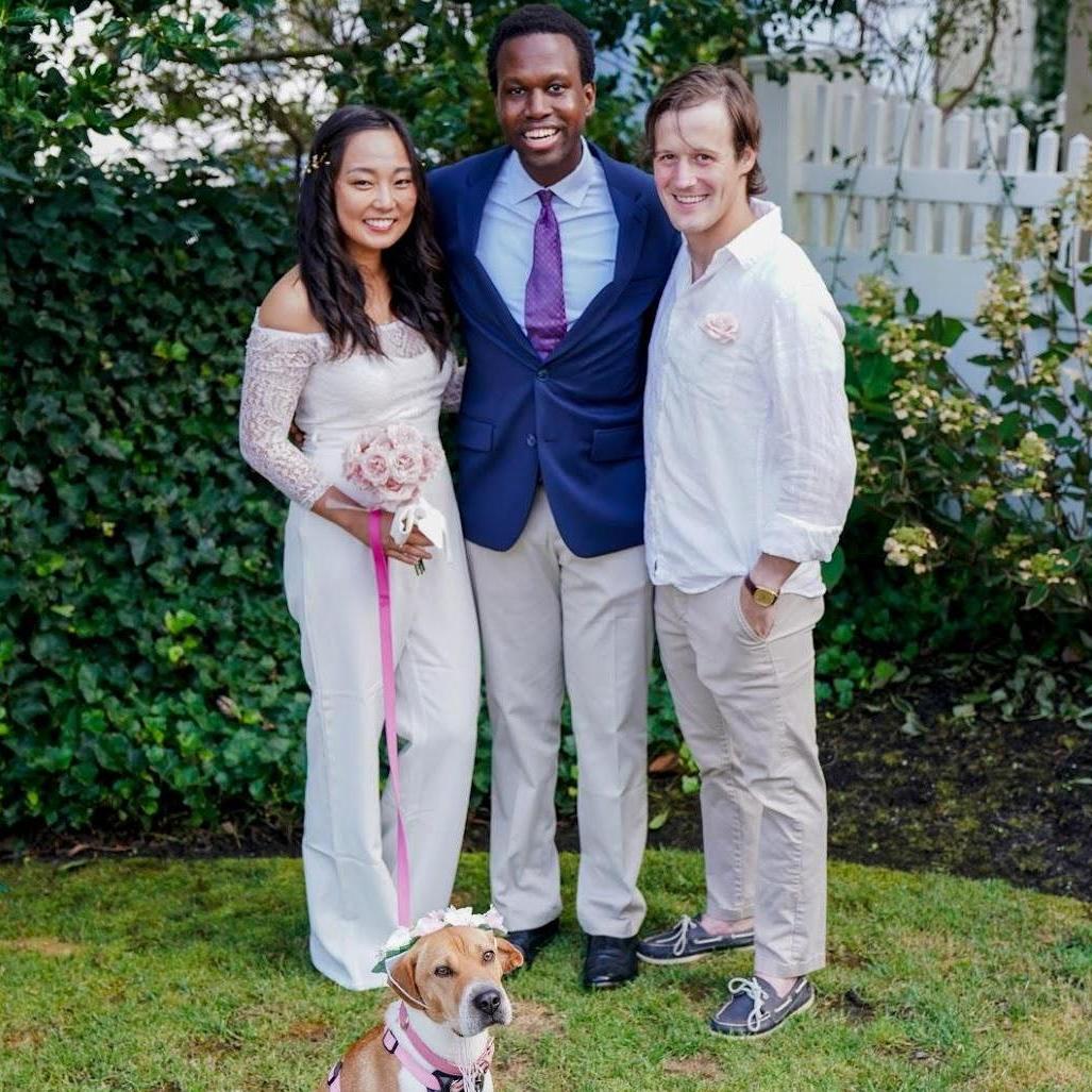 Our Wedding: Willie came and married us! Butter was our witness!