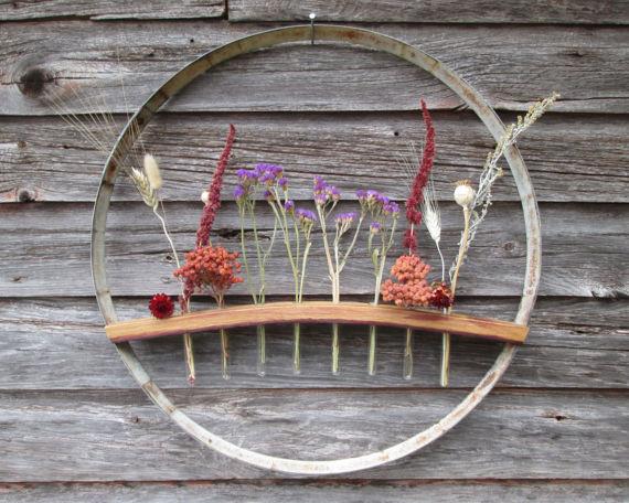 Wine Barrel Ring & Stave Wall Hanging, Wine Barrel Decor, Wedding Display, Wine Barrel Stave, Wine Barrel Ring, Test Tube Flower Holder