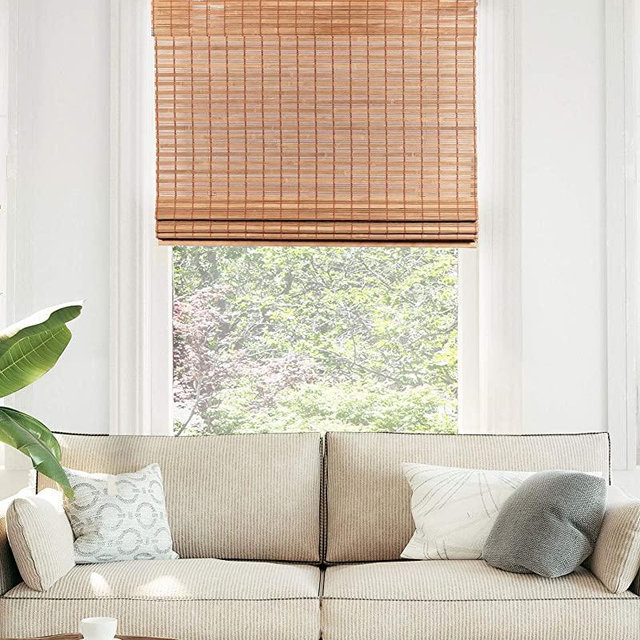 CHICOLOGY Cordless Bamboo Roman Shades, Light Filtering Window Treatment Perfect Resort Feel for Living Dining Room/Bedroom and More, 35"W X 64"H, Squirrel