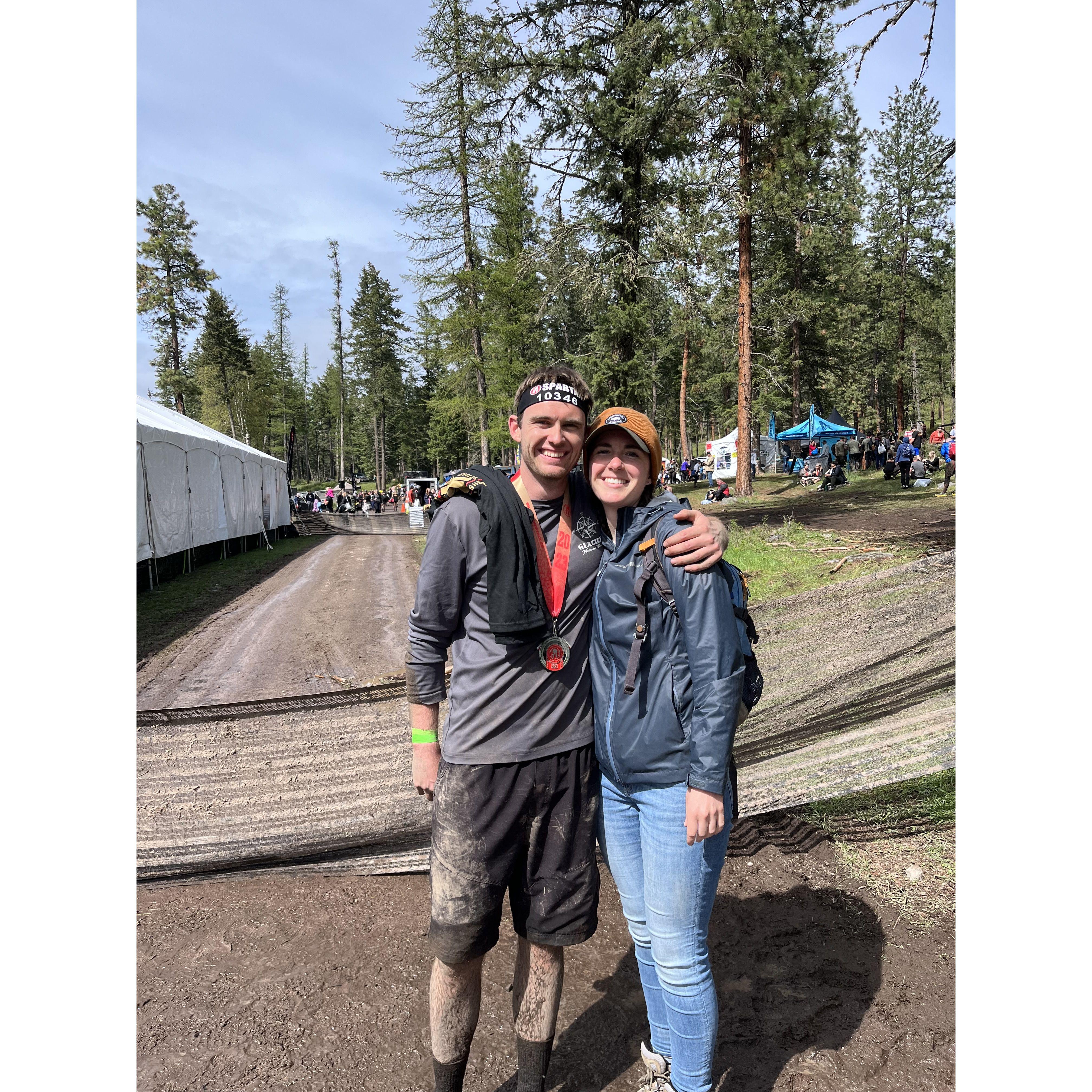 Brittany and Colin after finishing his Spartan Race