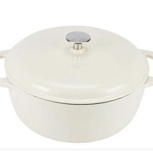 Amazon Basics Cast Iron Dutch Oven Pot with Lid, Enameled, Medium, 6-Quart, White