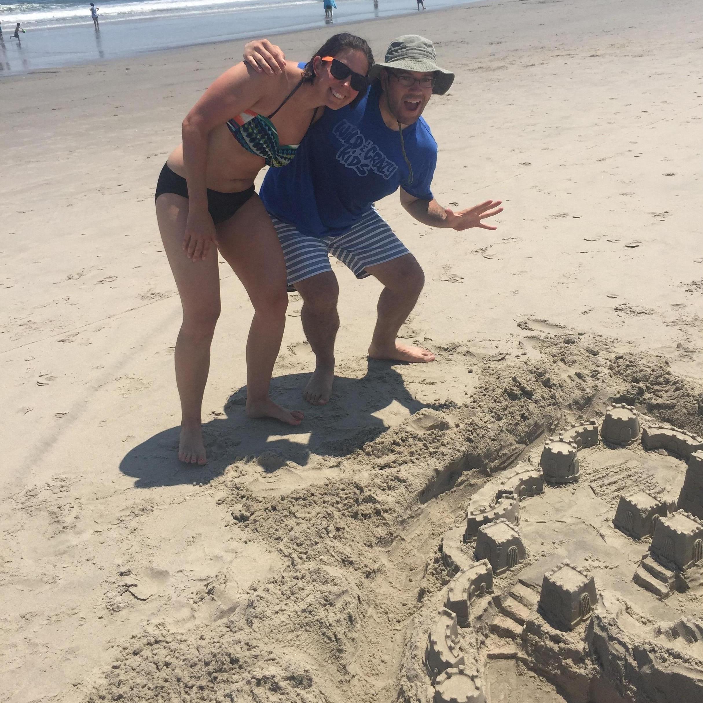 Building sand castles at the Jersey shore