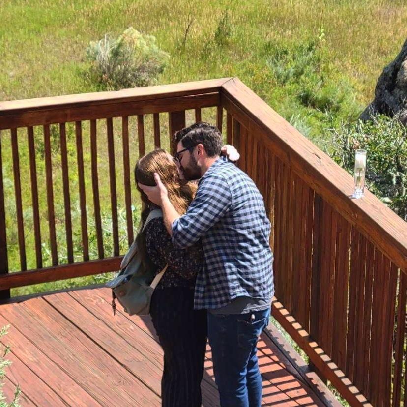 Emily's proposal to Nic at Castlewood Canyon State Park.