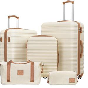 Coolife Luggage Set (White, 5 piece set)