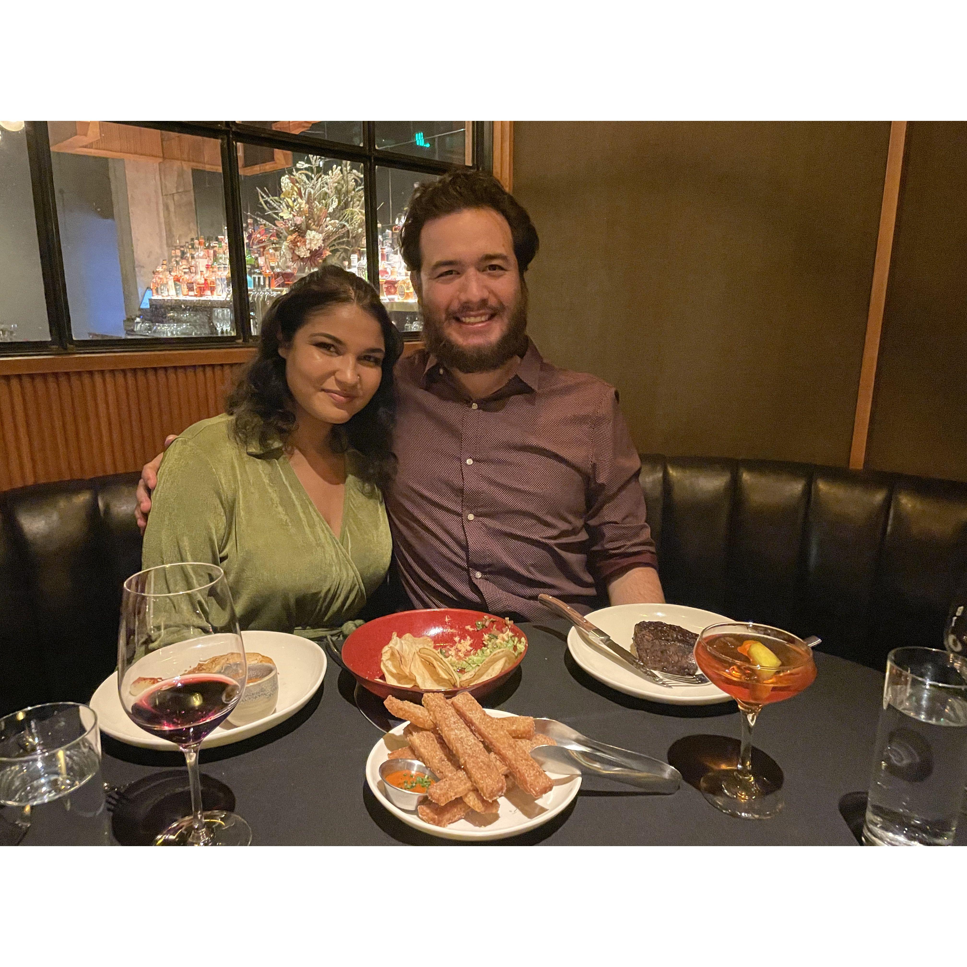 One of many extravagant dinners Nick brings us to. The fastest way to a girl's heart is through her stomach!