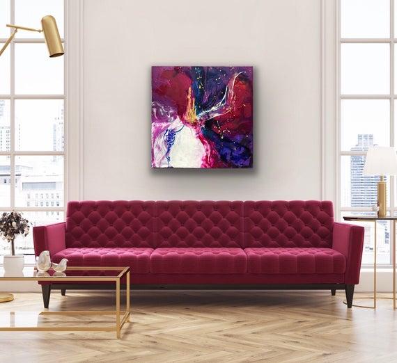 Purple Hue Islamic Calligraphy Abstract Hand Painted Canvas