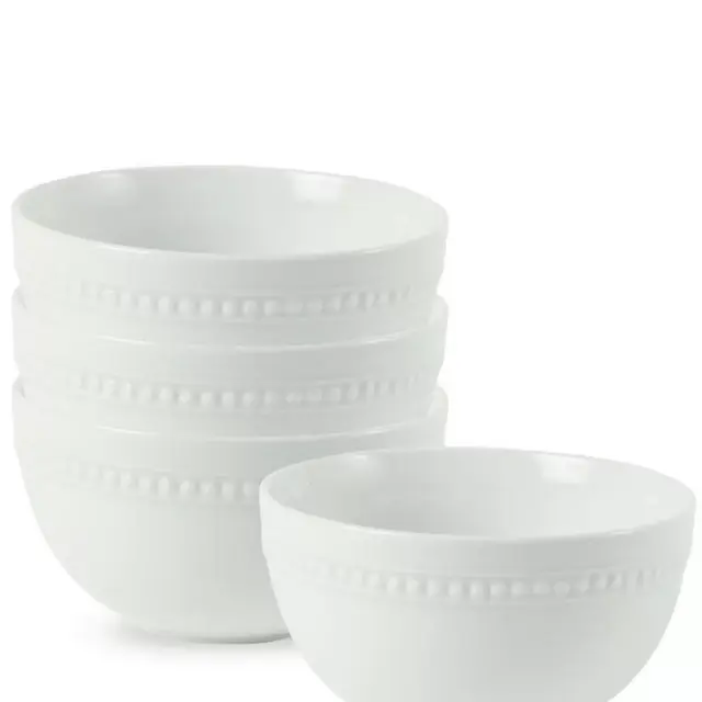 Fitz and FloydEveryday White Beaded Soup Cereal Bowls, Set of 4