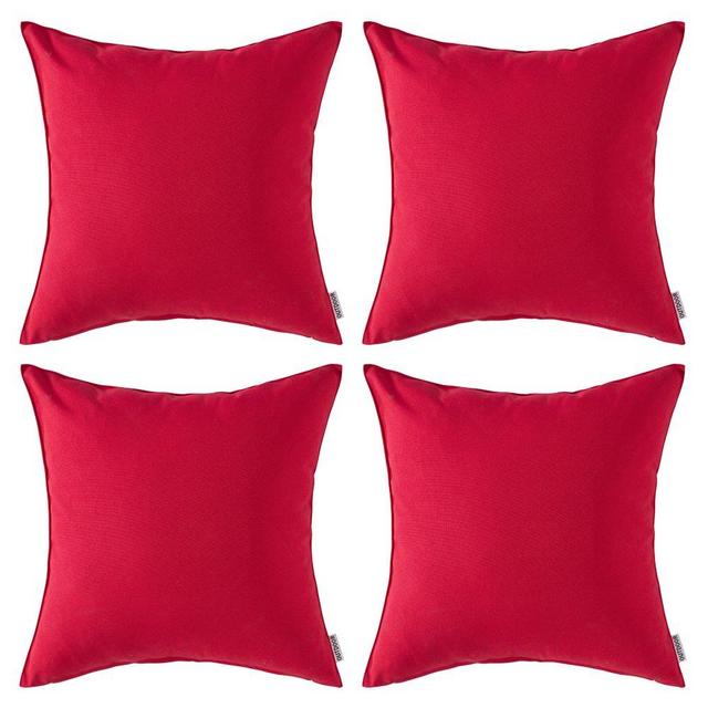 MIULEE Pack of 4 Decorative Outdoor Pillow Covers Square Cushion Cases PU Coating Waterproof Throw Pillowcase Shell for Living Room Couch Sofa Garden Patio Tent Park 16x16 Inch Red