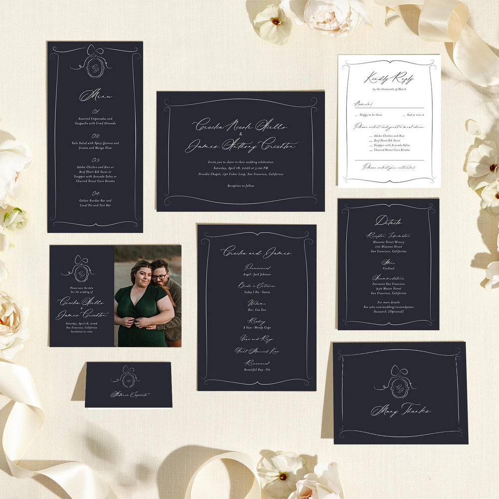 Lucille Landscape | Ebony | Zola Wedding Invitations