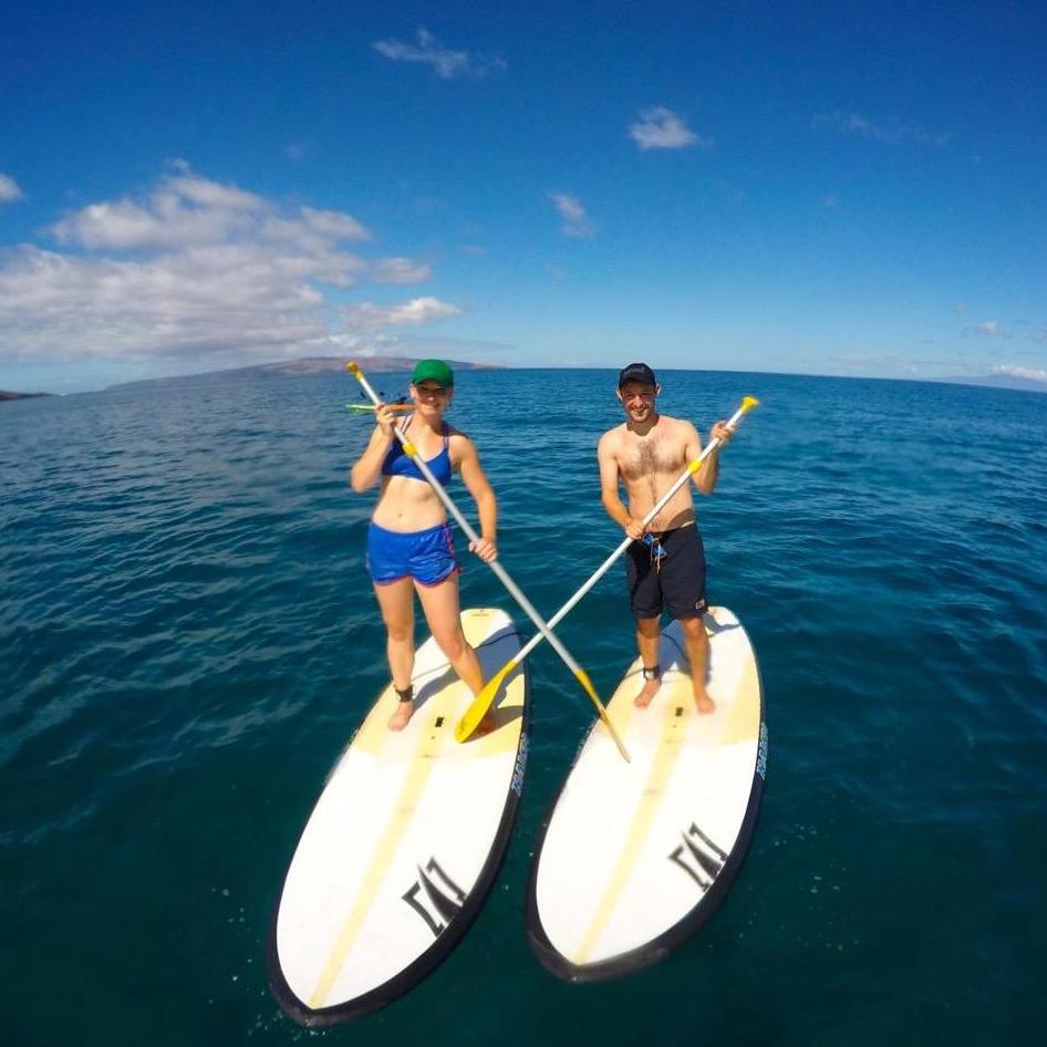 First taste of paddle boarding in Maui