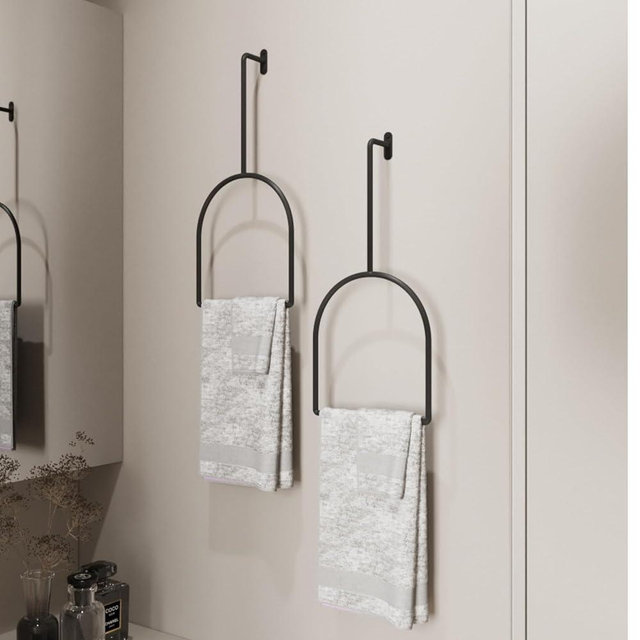 Wita Home 2- Pcs Unique Vertical Towel Rack Wall Mounted for Bathroom, Metal Semi-Oval Towel Holder, Modern Hand Towel Ring, Elegant Bathroom Decor, Space-Saving Towel Hanger, Kitchen Towel Rack
