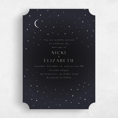 Black Ticket Wedding Invitation - Cosima Portrait