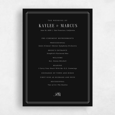 Black Wedding Program - Mahogany