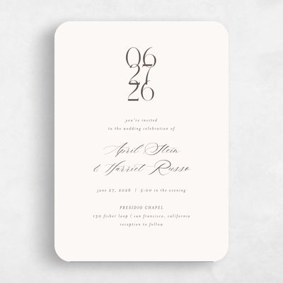 Beige Rounded Wedding Invitation - Aion Portrait