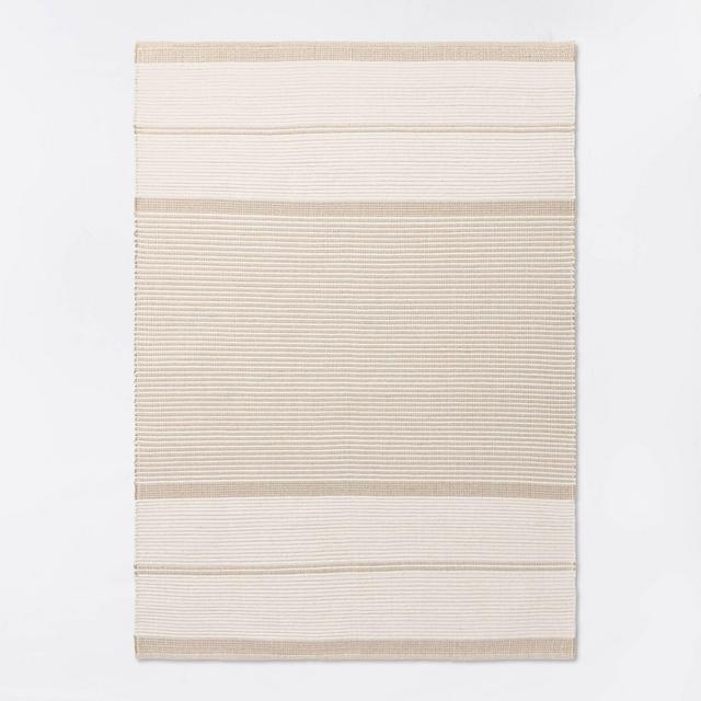 5'x7' Marina Striped Wool/Cotton Area Rug Cream - Threshold™ designed with Studio McGee