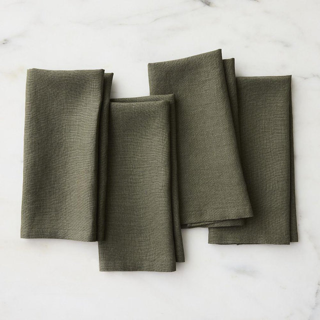 European Linen Napkin, Dark Olive, 20x20, Set of 4