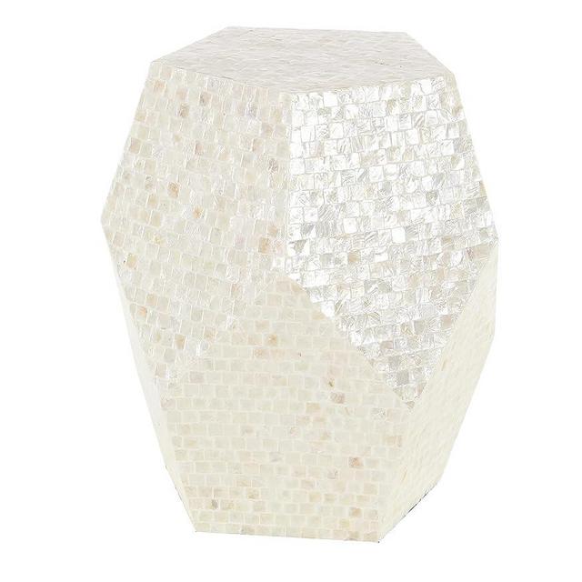 Deco 79 Mother of Pearl Handmade Accent Table, 16" x 16" x 19", Cream