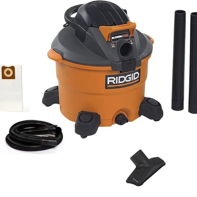 RIDGID 12 Gal. 6.0-Peak HP NXT Wet/Dry Shop Vacuum with Detachable Blower, Filter, Dust Bag, Hose and Accessories