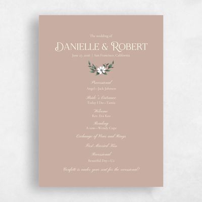 Latte, Brown Wedding Program - Melcher