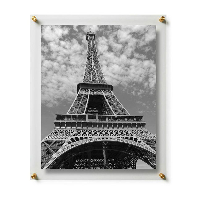 Acrylic Floating Double Panel Wall Frame, Brass, 16" x 20"