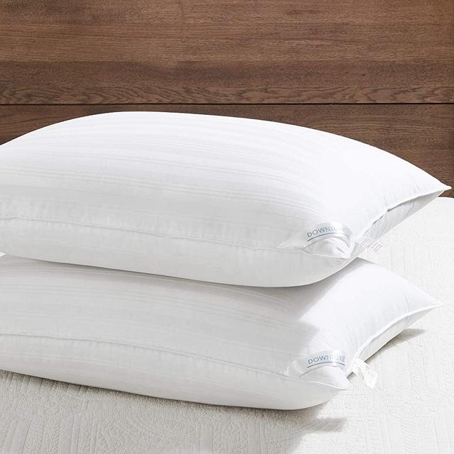 downluxe Down Alternative Standard Size Pillows (2 Pack) - 100% Breathable Cotton Cover, Premium Hotel Collection Soft Bed Pillows for Sleeping, 20 X 26